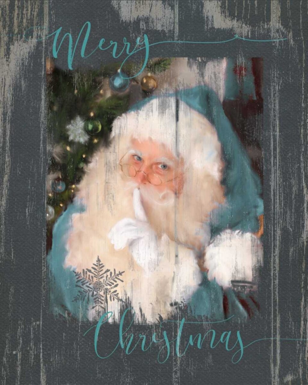 Teal Santa Poster Print by Carol Robinson - Item # VARPDX17290